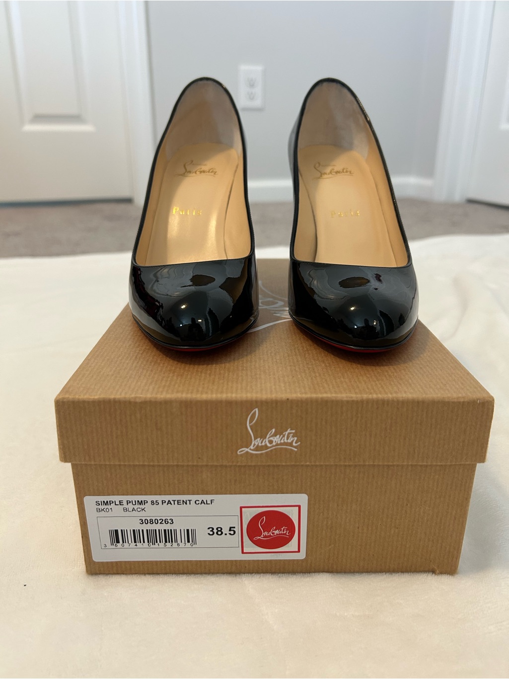 Christian Louboutin Black Patent Simple Pump 85